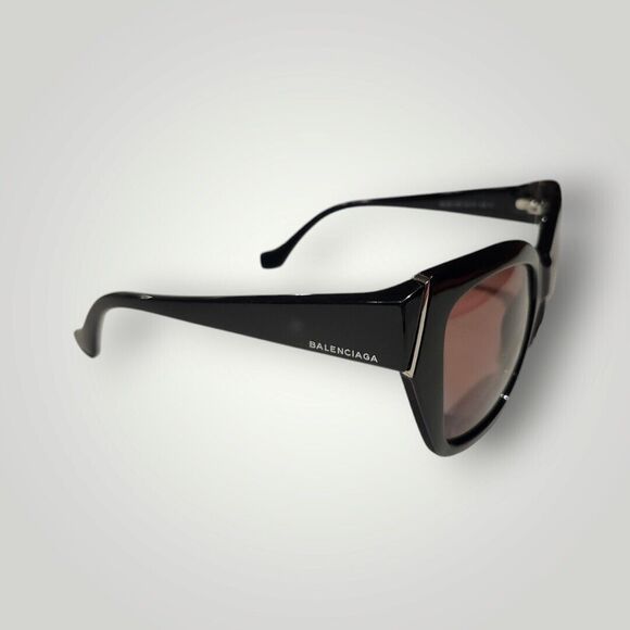 Balenciaga Sunglasses Cat Eye Black Frame White Logo On Arms - Picture 5 of 11